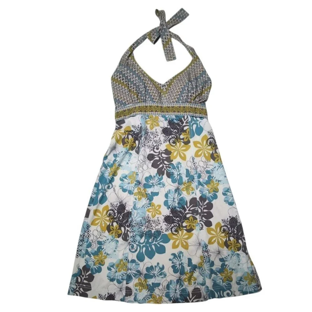 Athleta Halter Dress Womens Size 4 Floral Sundress Travel Hiking Smocking Pack - Picture 1 of 12